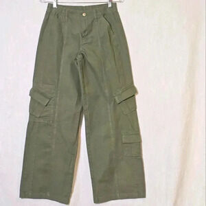 Los Angeles Sixty Six Green Utility High Waisted Cargo Pants W Pockets Sz 5